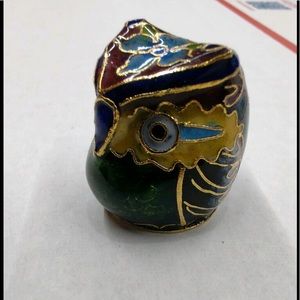 1970s Miniature Cloisonne Enamel Owl... Bright Colours